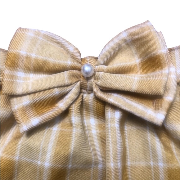 XL Dog knitted dress with bow Purple Top Yellow Plaid bottom - Picture 4 of 6